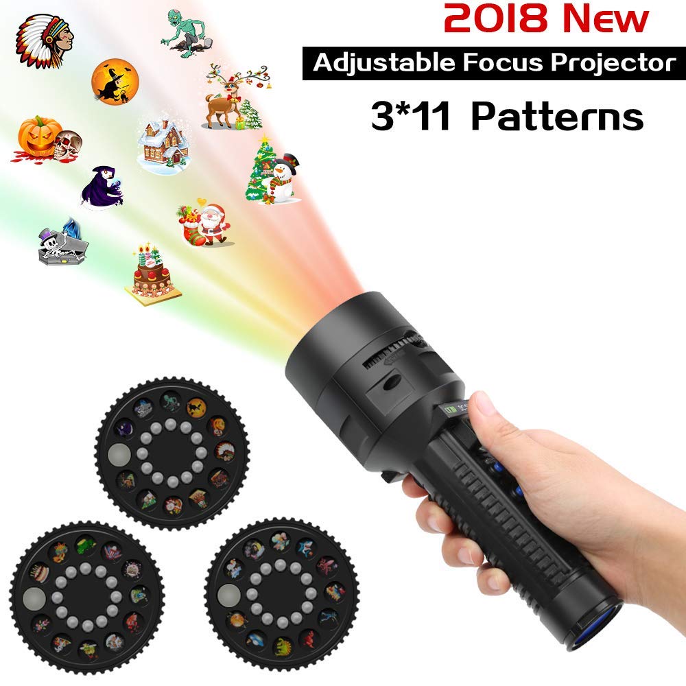 Halloween Elec3 14 Slides Christmas Projector Light Portable Handheld Flashlight with Dynamic and Static Images Birthday Party Decoration Xmas Gift for Kids Easter Holiday Led Projector Light